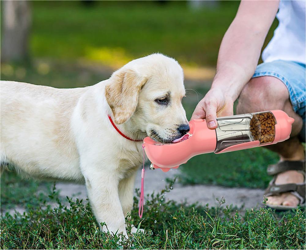 PawLuvora™ 3-in-1 Portable Dog Water Bottle with Food Bowl & Waste Bag Holder